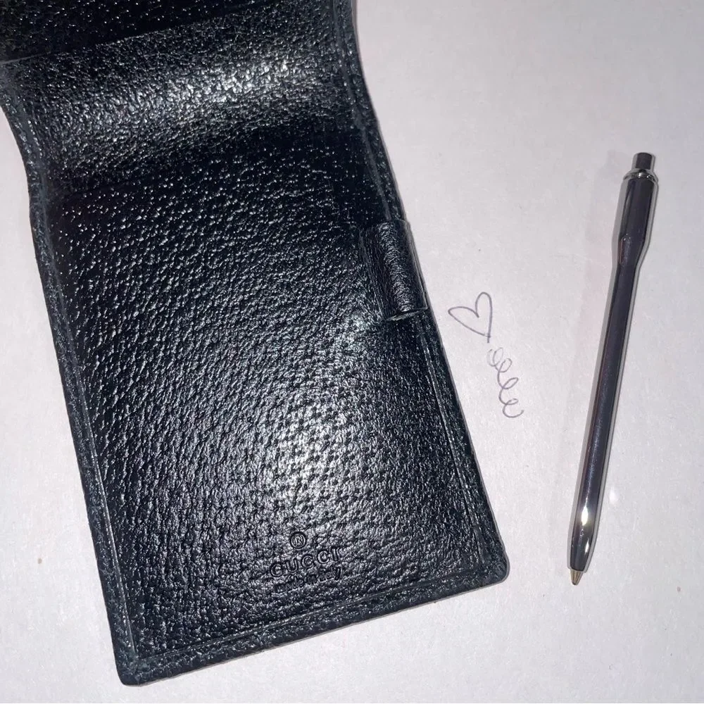 Gucci Vintage GG Canvas Pocket Notepad Case w Pen Monogram Card Holder Luxury